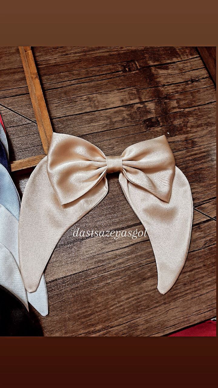 پاپیون پارچه‌ای ساتن درجه یک  با گیره انبری در 12 رنگ