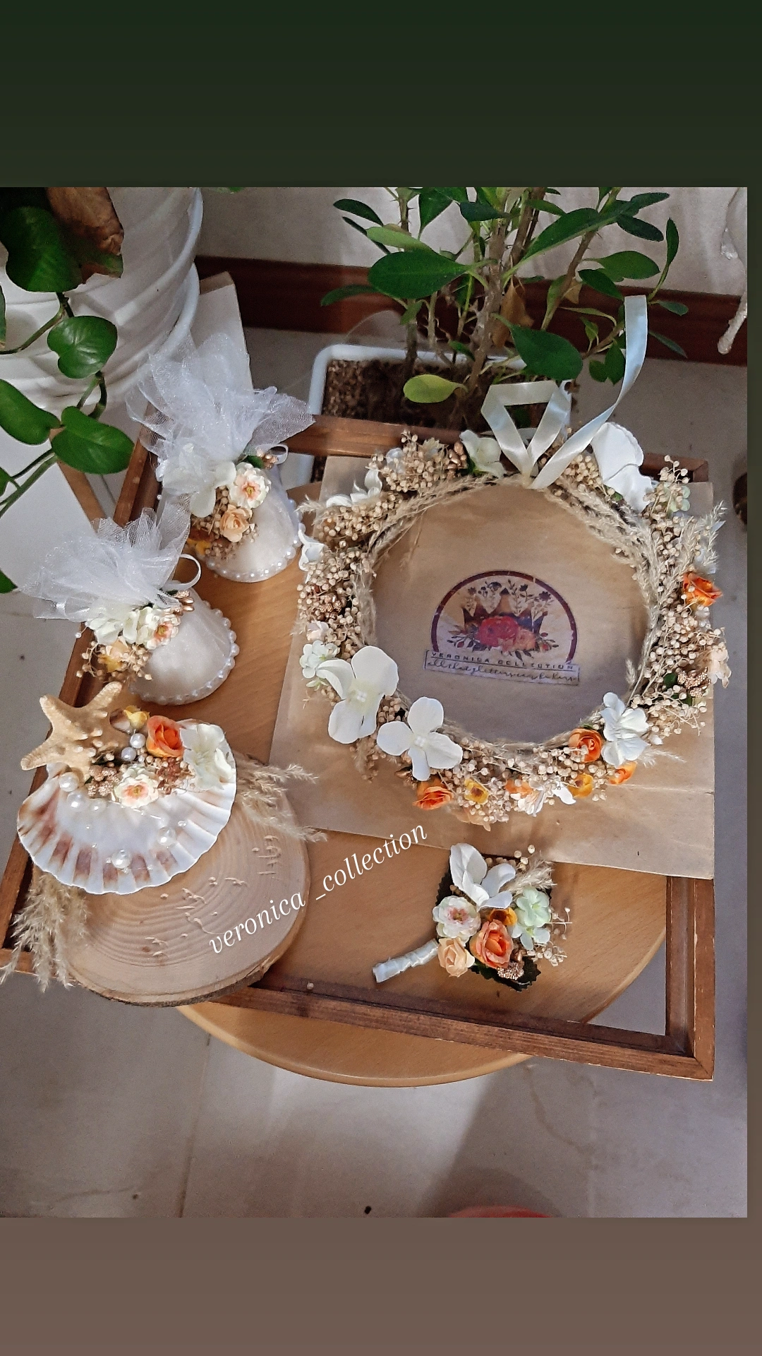 ست جذاب عقد شامل اسکتند جا حلقه  وتاجگل و مچبند وگل داماد وقندساب عقد وجام عسل