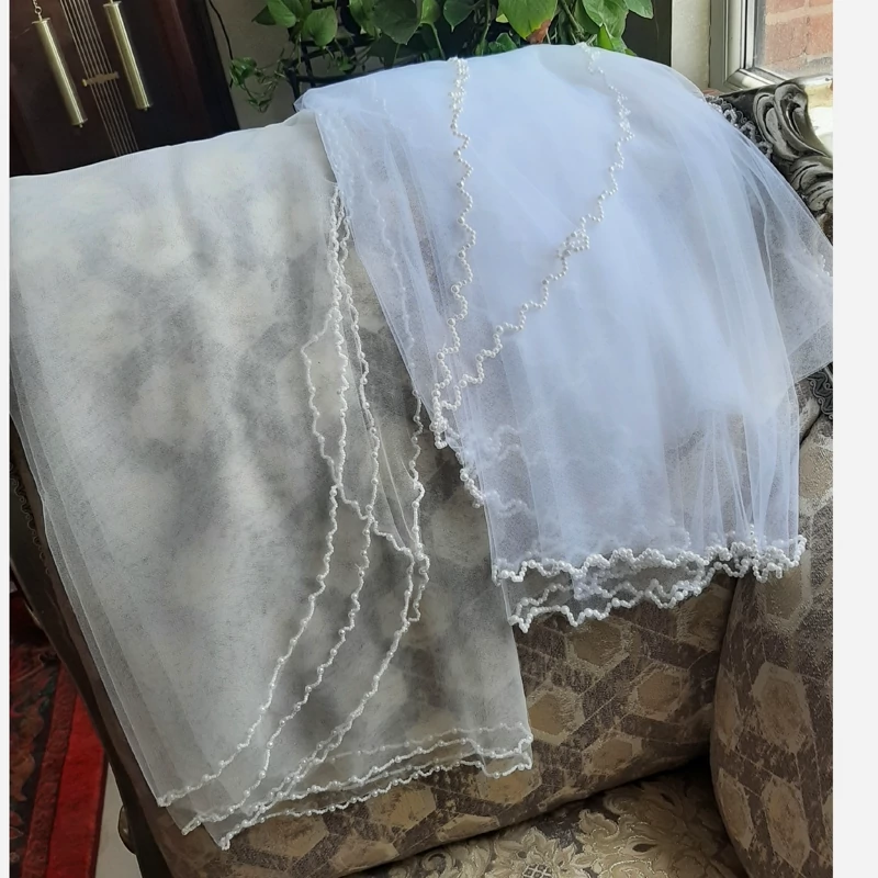 تور عروس حاشیه دوزی شده دستدوز به طول یک تا 1/5متر