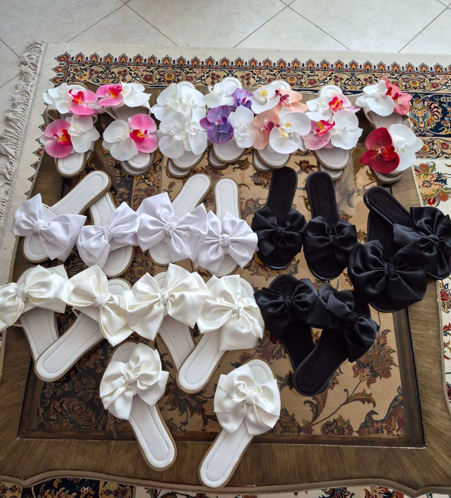صندل رو فرشی تخت با پاپیون جذاب پارچه ای در رنگبندی و سایزبندی