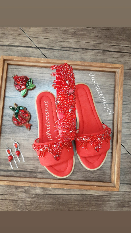 ست صندل جواهردوزی شده وتل جواهر دوزی