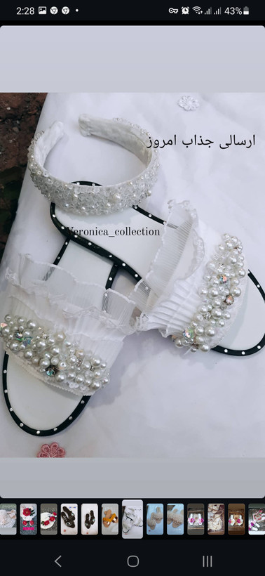 ست صندل جواهردوزی شده وتل جواهر دوزی